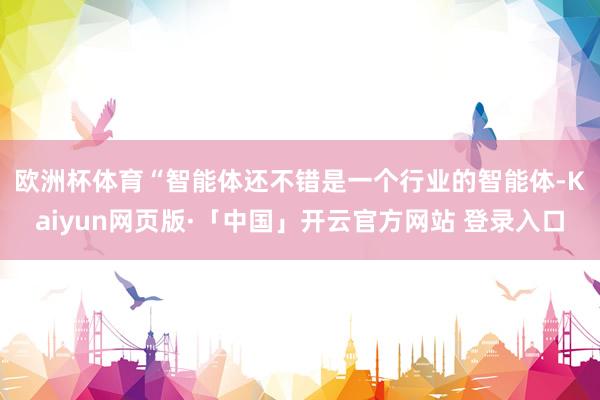 欧洲杯体育 “智能体还不错是一个行业的智能体-Kaiyun网页版·「中国」开云官方网站 登录入口
